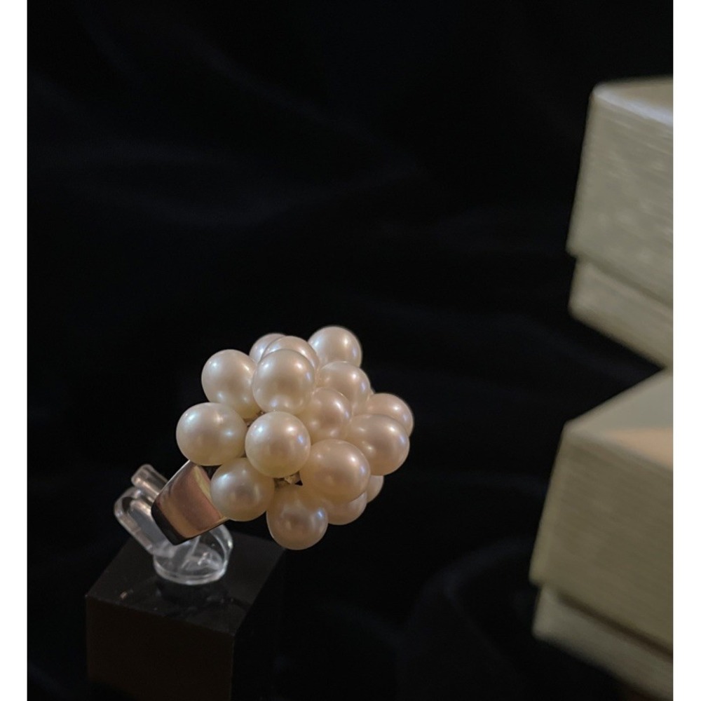 JTV FZN 9.25 Sterling‎ Silver Cluster Of Pearls Ring Sz 5.25